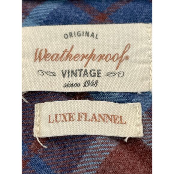 Weatherproof Vintage Luxe Flannel button up long sleeve Small rust and blue - Picture 3 of 9